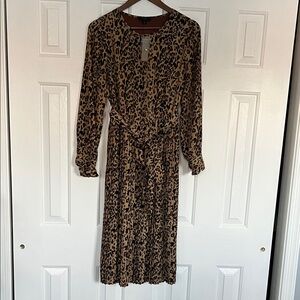 J Crew Leopard Print Long Sleeve Dress; NWT